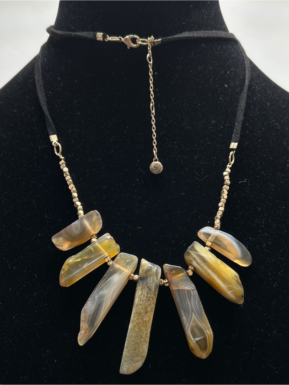 Vida, Black Suede And Polished Quartz Long Necklace